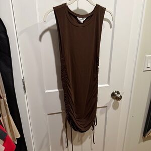 Steve Madden Smokeshow Chocolate Brown Sleeveless Ruched Mini Dress M
